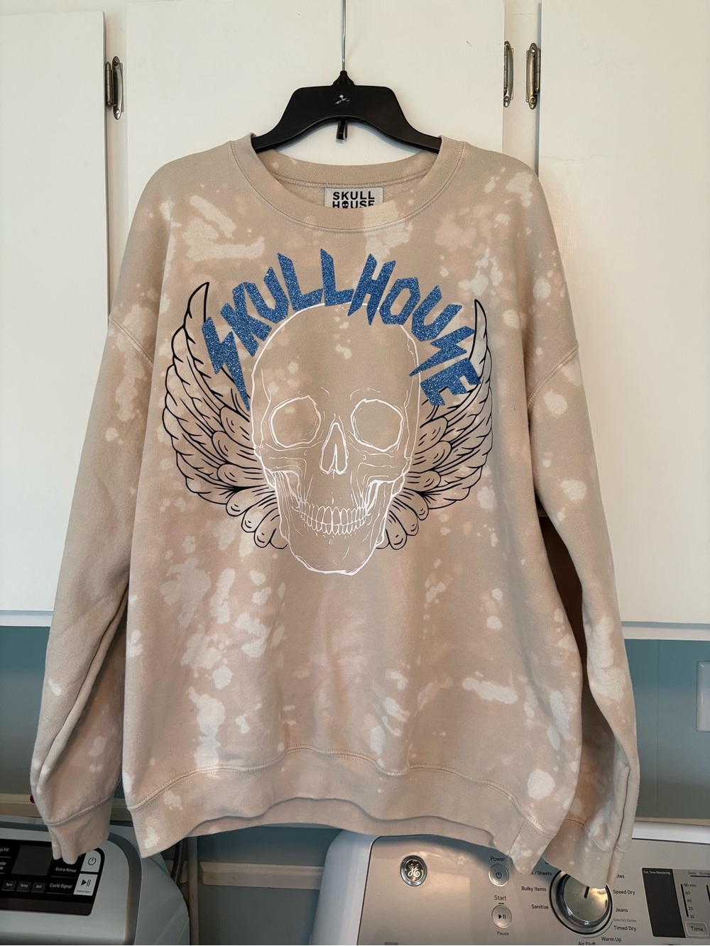 Skull House Cream/Blue Tye Dye Style Med/Lg Runs Big